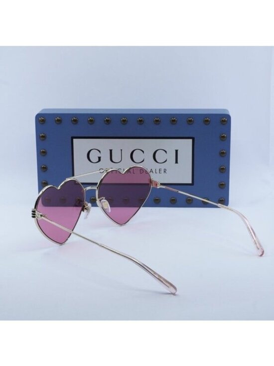 Gucci GG1283S 002 Geometric Sunglasses - Gold\\Cyclamen main image 8